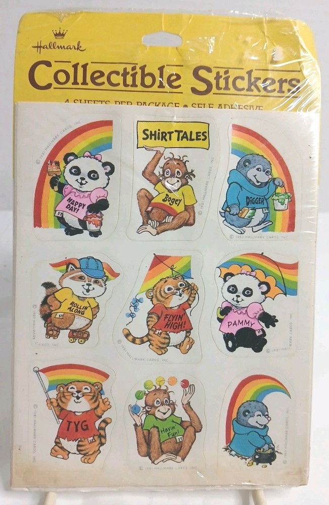 Vntg 1984 Shirt Tails Stickers Cute Funny Animals New/Package Not Sealed