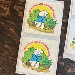 Smurfs 9 stickers 5 designs Vintage 1983 2.5 x 2.5 inches Smurfette Papa