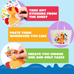 24 Sheets Make-a-Face Stickers 9x6in, Monster Unicorn Party Favors Classroom Set