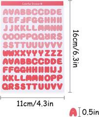 2400 Pieces Small Colorful Vinyl Letter Stickers, 24 Sheets Self Adhesive Mini A