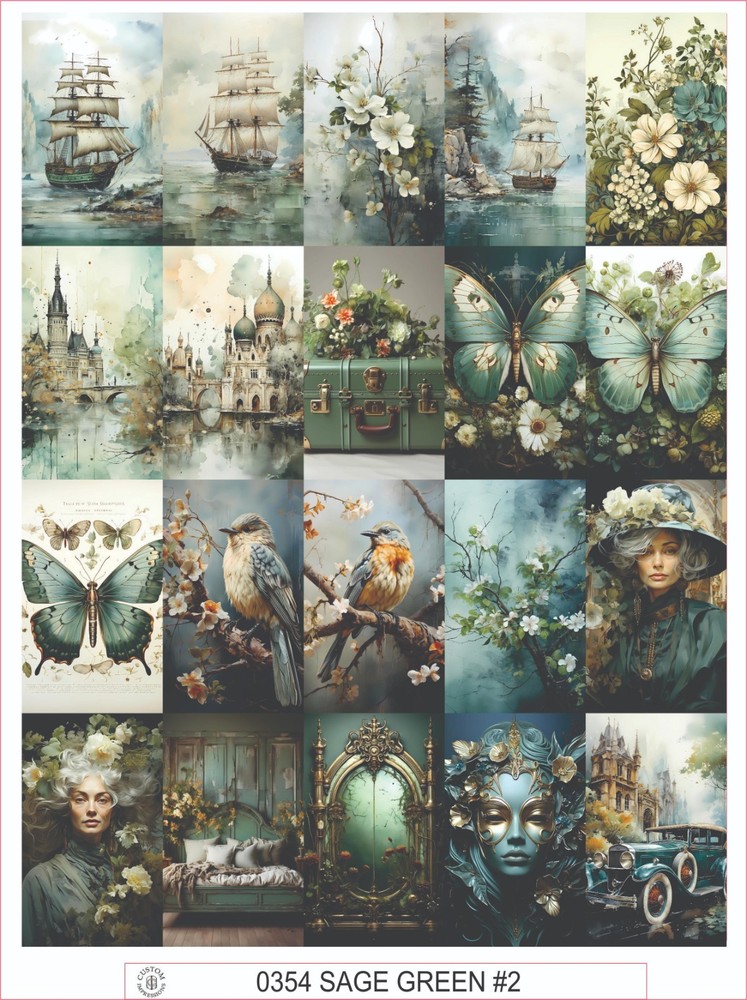 SAGE GREEN #2 – COMPLETE SHEET OF 20 STICKERS