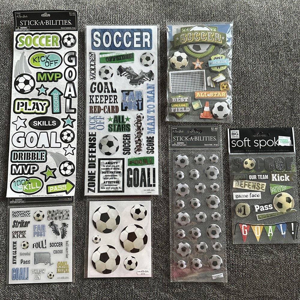 Lot Of Soccer Stickers for Scrapbooking & Paper Crafts – NEW-Variety of Brands