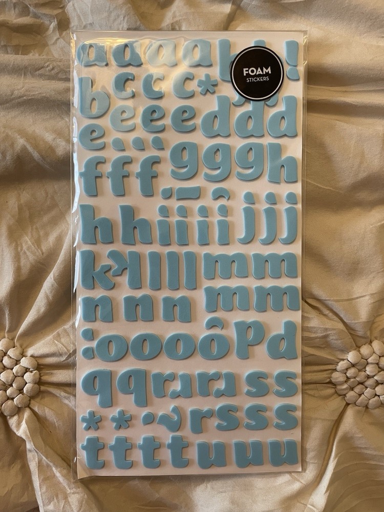 Thickers Giggle Scrapbook Baby Blue Stickers Alphabet Letters Foam American