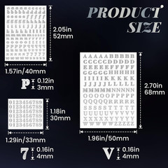 640Pcs Small Metal Letter Number Stickers, 3D Self-Adhesive Mini Letter