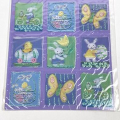 NEW Stickety Doo Da EASTER BUNNY EGG BUTTERFLY Green Glitter Sticker Sheet