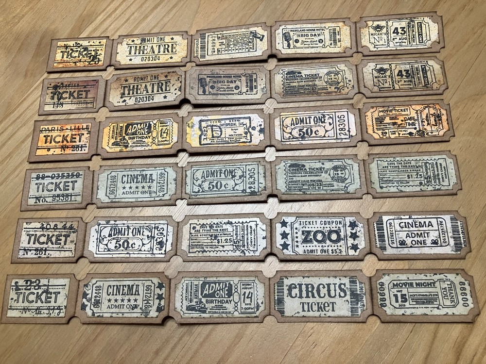 Handmade Faux Tickets Scrapbooking Embellishments Grungy Ephemera