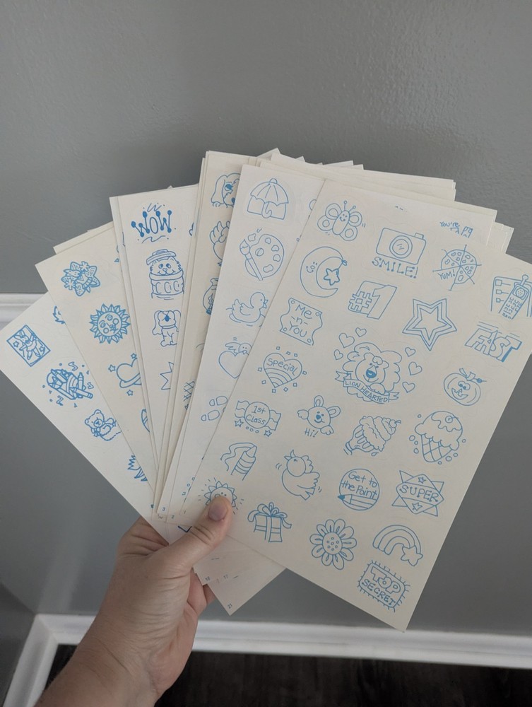 Vintage 80s 90s Color Your Own Stickers Sheets Lot Of 21 Pages Rainbows Bears
