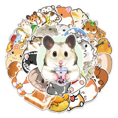 (50 pcs) Cute Hamster Stickers – PVC Waterproof High Definition UV Stickers