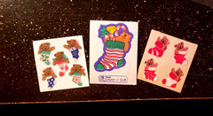 CHRISTMAS VINTAGE BEAR STICKER LOT 3 SANDYLION FUZZY TREND SCENTED PEPPERMINT