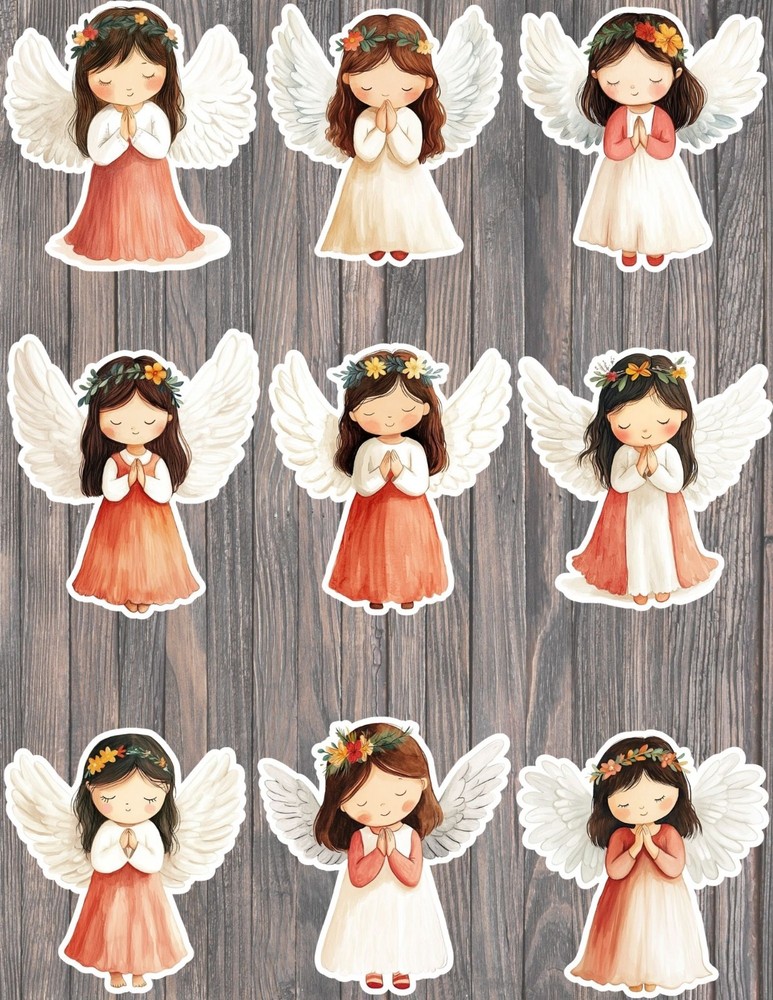 Little Praying Angel Vinyl Stickers Set Scrapbooking Laptop Waterbottle