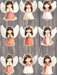 Little Praying Angel Vinyl Stickers Set Scrapbooking Laptop Waterbottle