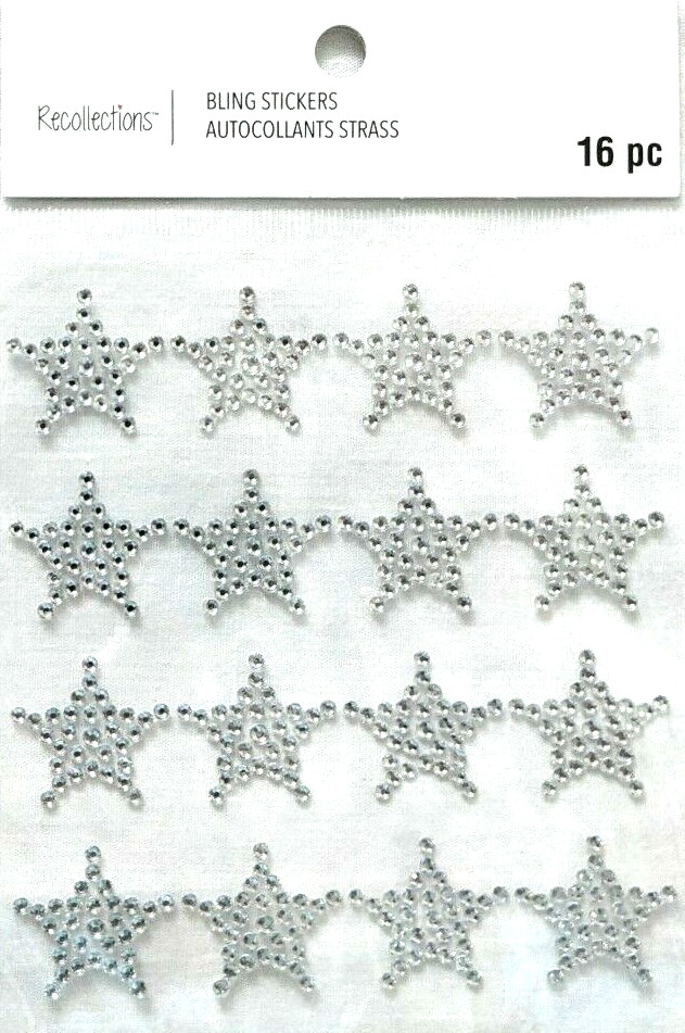 Gems Rhinestones Bling Clear Silver Stars MVP Student Recollections Stickers