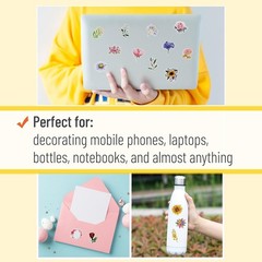 Tiny Floral Stickers 74pcs Vinyl Decals for Laptop Water Bottle Journal
