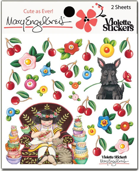 Mary Engelbreit Stickers 2 Sheets Whimsical Mary’s Cherries Girl Chair Bowls
