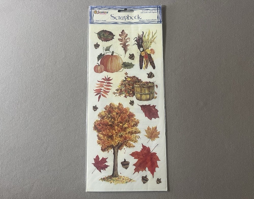 Large Sheet Of Autumn/Fall Themed Stickers~Includes 19 Stickers, New In Package