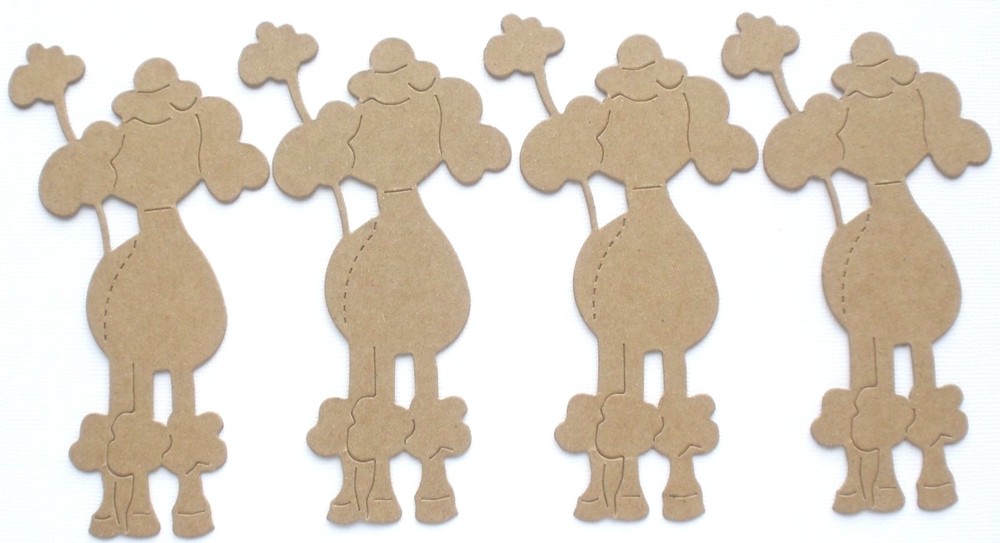 {4} *POODLE* Dog Bare Unfinished Chipboard Die Cuts – 2 1/2″ x 4 3/4″