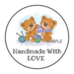 30 HANDMADE WITH LOVE TEDDY BEARS ENVELOPE SEALS LABELS STICKERS 1.5″ ROUND