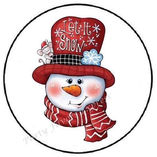 LET IT SNOW SNOWMAN CHRISTMAS ENVELOPE SEALS LABELS STICKERS PARTY FAVORS