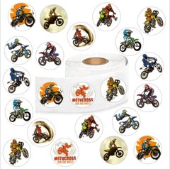 500 pc Sticker Seals Roll Cartoon Dirt Bikes Motorcross Cycle Bike Self Adhesive