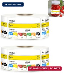 2 Rolls 1000 Pcs 1 inch X 2 inch Restaurant Quality Shelf Life Food Rotation Lab