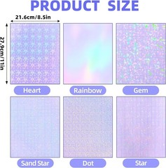 36 Sheets Holographic Sticker Paper, Clear Vinyl Lamination Sticker Film Self…