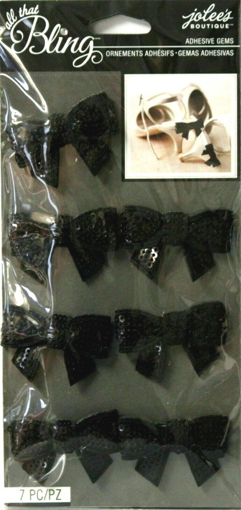 Black Bows Wedding Formal Dance Sequin Bling Jolee’s Stickers Scrapbook Crafts