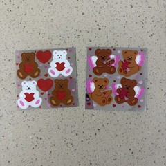 LOT of 2 mods Sandylion mylar foil cupid bear vintage stickers