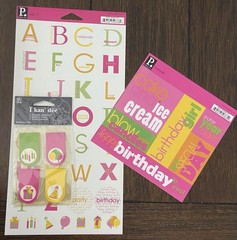 PEBBLES INC STICKERS ABC PHRASES BIRTHDAY GIRL BALLOONS PINK PARTY MEMORIES