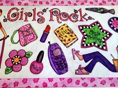 Vintage 2002 Girls Rock Clear Stickers Retro Boy Crazy 8″ x 13″ Scrapbooking NOS
