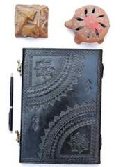 handmade seven chakra leather journal, grimoire spell, witch craft, wicaa pagan