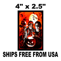 SCARY HALLOWEEN STICKER OR FRIDGE MAGNET SKULLS GHOST BLACK CAT VAMPIRE PUMPKIN