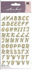 10 SHEETS Sticko Black Stitch Pattern Alphabet Letters Stickers Crafts Scrapbook