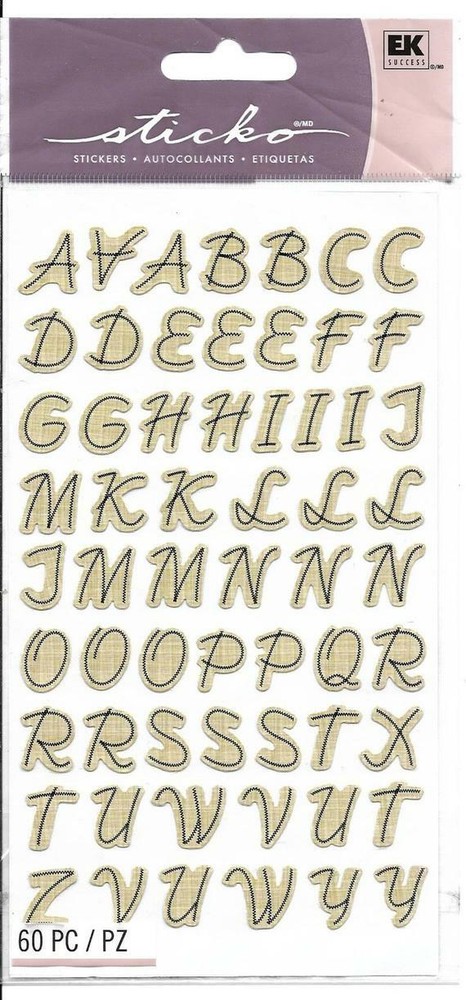 Sticko Black Stitch Pattern Alphabet Letters Stickers Planner Crafts Scrapbook