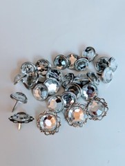 Scrapbooking Crafting Large Clear Silver Rhinestone Brads Embellishments 26pcs