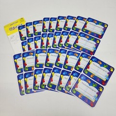 Sandylion Book Plate Sticker Lot Name Tag 34 Stickers Vtg Rainbow Handprints