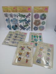 9-Pc 3D Shiny Pop-Up Sticker Set Flower Dragonfly Koala Bee Bunny Cactus