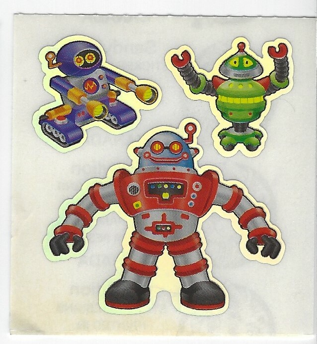 Sandylion Foil Shiny Space Robots Stickers Robot Green Red Blue