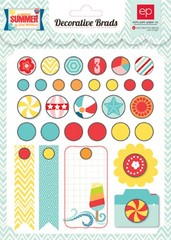 Echo Park A PERFECT SUMMER (30) BRADS & (5) TAGS scrapbooking
