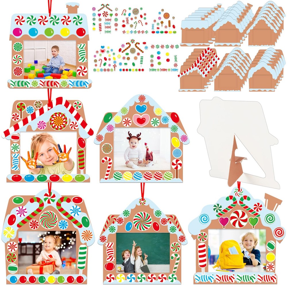 Qyeahkj 36 Packs Christmas Picture Frame Craft Kits for Kids, DIY Christmas C…