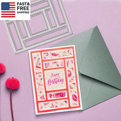 3 PCS Rectangular Die Cuts for Card Making, Frame Scrapbook Metal Cutting Die