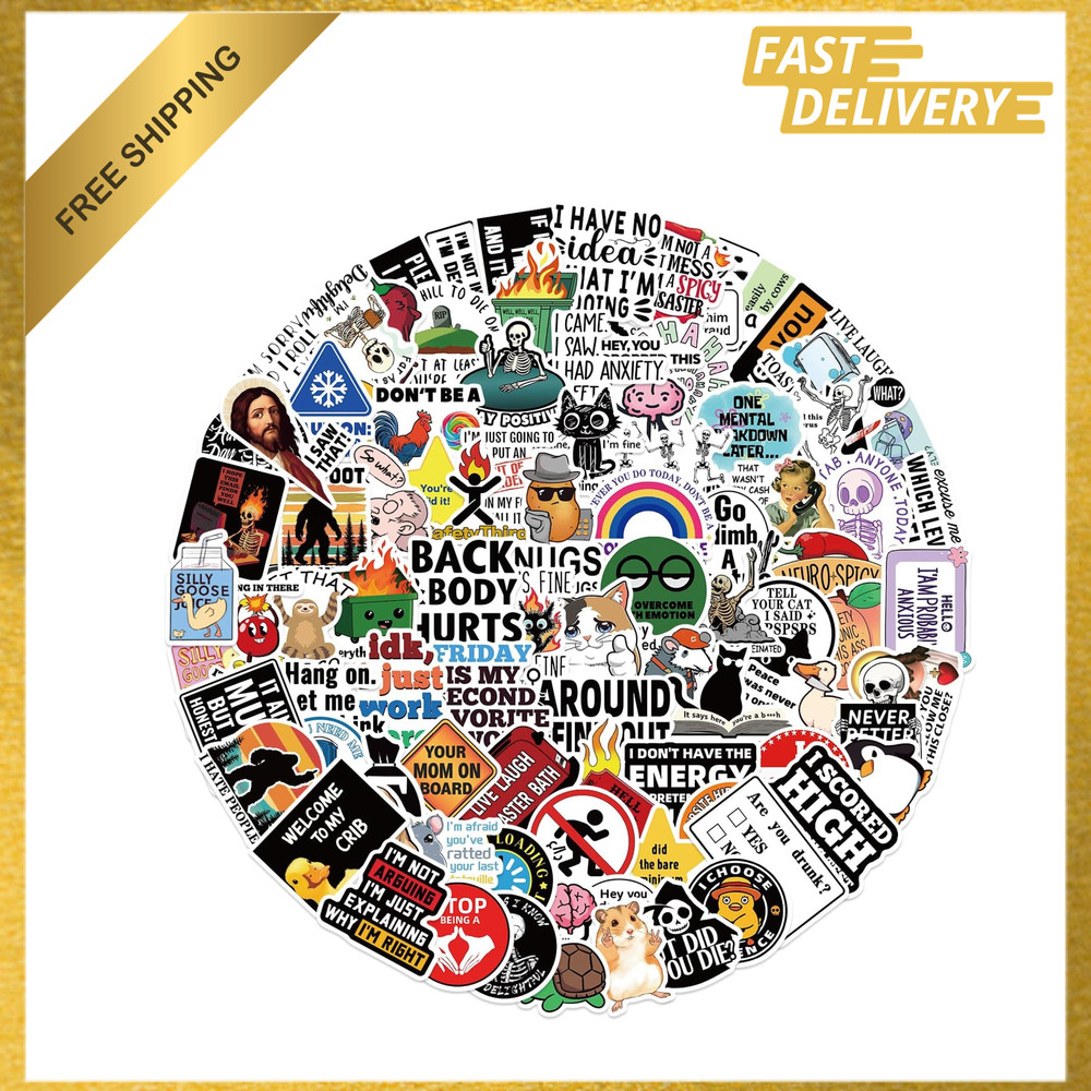 100pcs Funny Meme Stickers Bulk Vinyl Waterproof Decals for Kids Teens Adults