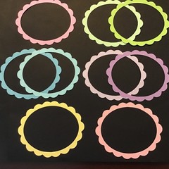 Scallop Oval Frame Die Cut Card Stock Embellishments 8 pcs 3-3/4” x 4-1/2”