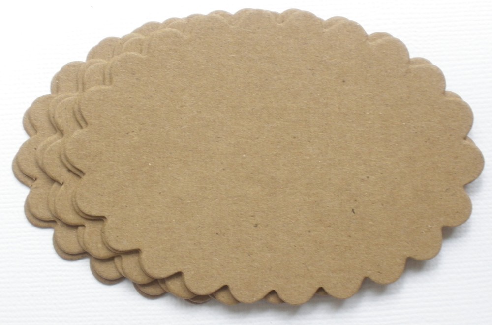 {6} 2.5″ x 3.5″ OVAL SCALLOP – Raw Bare Unfinished Chipboard Die Cuts