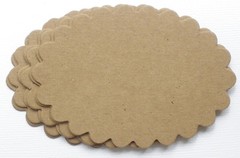 {6} 2.5″ x 3.5″ OVAL SCALLOP – Raw Bare Unfinished Chipboard Die Cuts