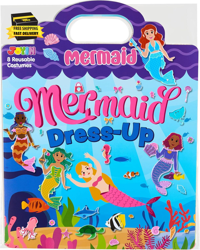 Mermaid Dress-Up Reusable Sticker Book for Toddlers, 3D Sticker Book for Kids 3