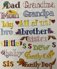FAMILY WORDS Stickers (17pc)NRN Design•Mom•Dad•Grandma•Grandpa •Baby•Sister•Bro•