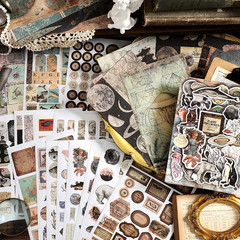 Vintage Aesthetic Washi Stickers and Papers for Scrapbooking,40 Sheets Ephemera