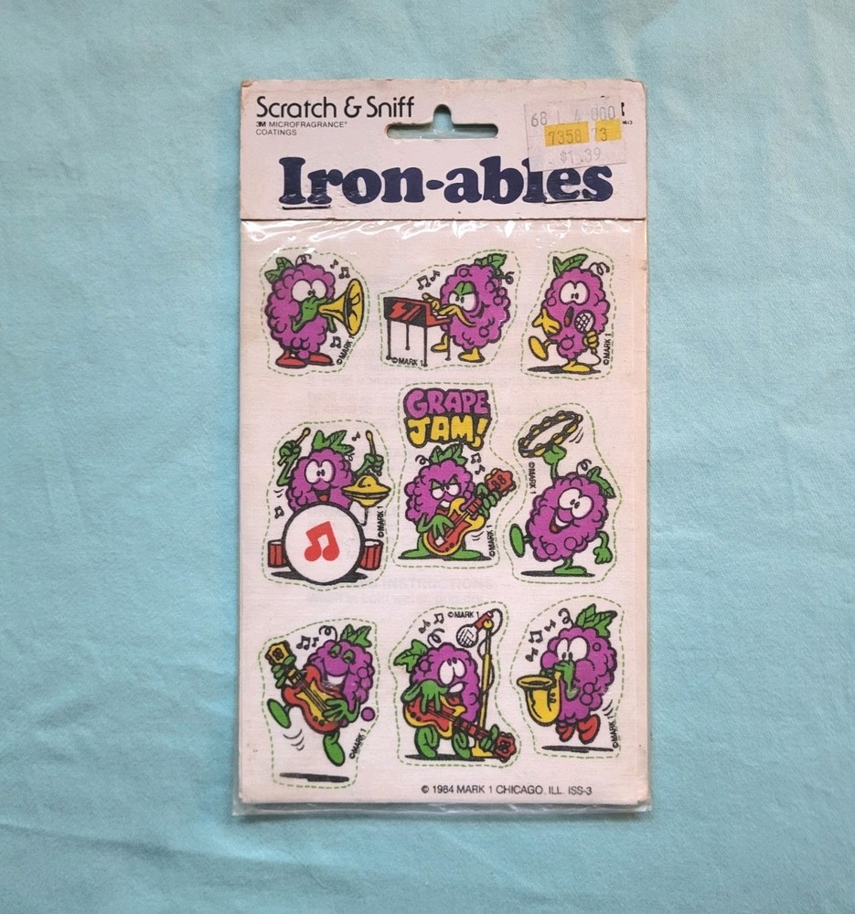 New Vintage 1984 Grape Jam 80s Scratch & Sniff Iron-ables Mark 1 Chicago ILL