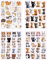 19 CUTE VINYL KITTEN KITTY CAT SEALS STICKERS 7 7/8″X 5.75″ SHEET #1B