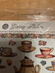VINTAGE Gallery Graphics Tea Pots And Tea Cups 30 Piece Sticker Sheet Set New